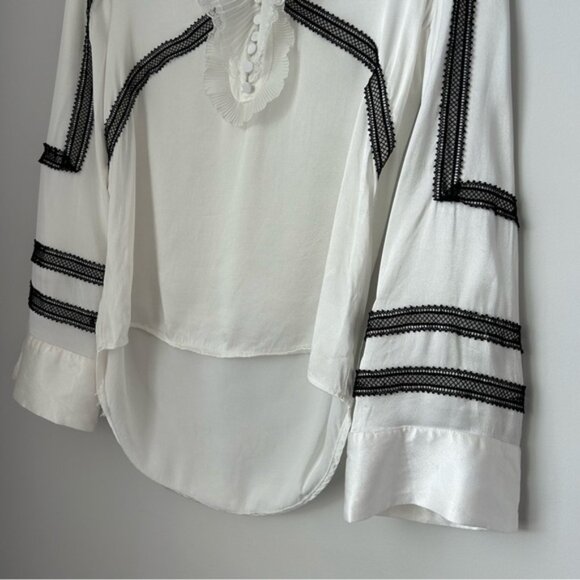 Self-Portrait Monochrome Trimmed Satin Shirt - Picture 6 of 11